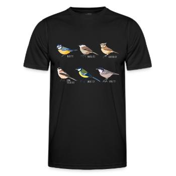 Tit Bird Collection - Vogelbeobachtungsgeschenk - Männer Funktions-T-Shirt - Schwarz - Vorne - AI Model Male 178 dark (178cm)