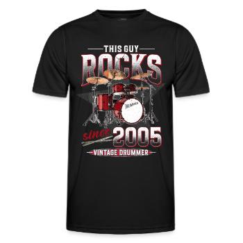 2005 Vintage Drum Drummer Anniversaire - T-shirt sport Homme - noir - Devant - AI Model Male 178 dark (178cm)