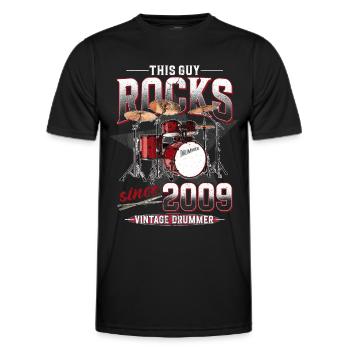 2009 Vintage Drum Drummer Birthday - Men's Functional T-Shirt - black - Front - AI Model Male 178 dark (178cm)