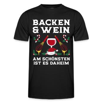 Weihnachten Backen Und Wein Daheim - Männer Funktions-T-Shirt - Schwarz - Vorne - AI Model Male 178 dark (178cm)