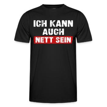 Ich kann auch Nett sein lustige Sprüche über Nett - Männer Funktions-T-Shirt - Schwarz - Vorne - AI Model Male 178 dark (178cm)