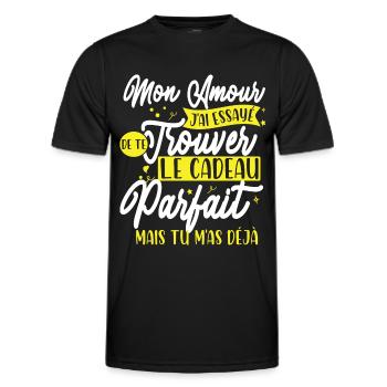 Saint Valentin Homme Humour Papa Anniversaire - T-shirt sport Homme - noir - Devant - AI Model Male 178 dark (178cm)