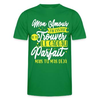 Saint Valentin Homme Humour Papa Anniversaire - T-shirt sport Homme - vert - Devant - AI Model Male 178 dark (178cm)