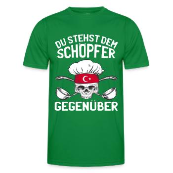 Koch Kochen Sarkasmus - Dem Schöpfer Gegenüber - Männer Funktions-T-Shirt - Kelly Green - Vorne - AI Model Male 178 dark (178cm)
