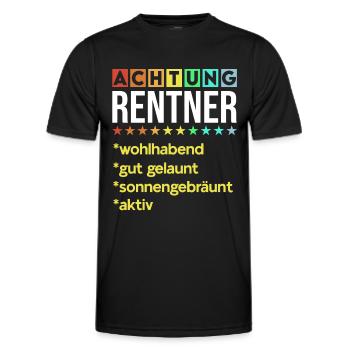 Achtung Rentner Lustige Renten Sprüche Rente Motiv - Männer Funktions-T-Shirt - Schwarz - Vorne - AI Model Male 178 dark (178cm)