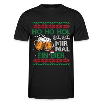 HO HO HOL MIR MAL EIN BIER Weihnachten - Männer Funktions-T-Shirt - Schwarz - Vorne - AI Model Male 178 dark (178cm)