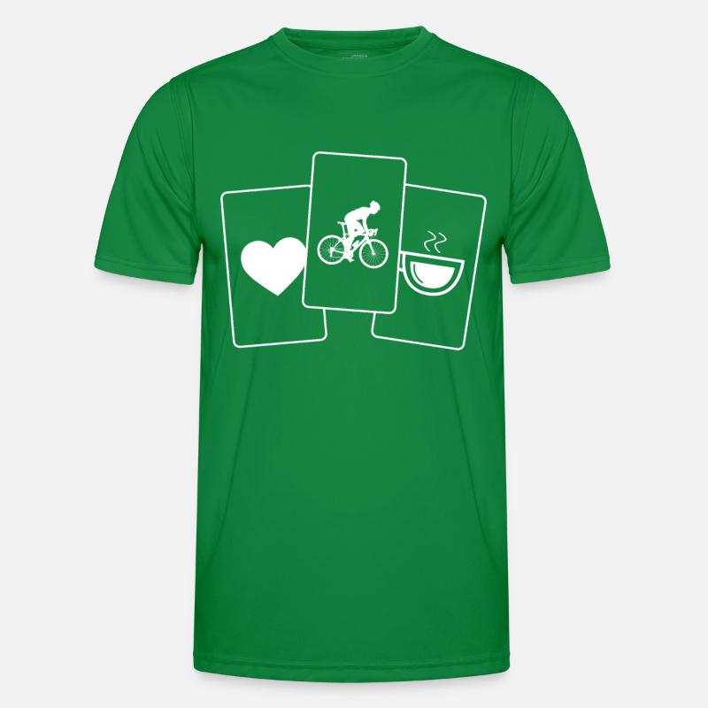 Herz - Kaffee - Radfahrender Mann - Männer Funktions-T-Shirt