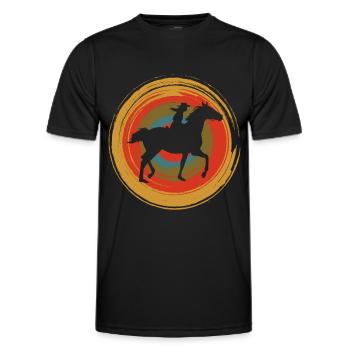 Retro Circle Cheval - T-shirt sport Homme - noir - Devant - AI Model Male 178 dark (178cm)