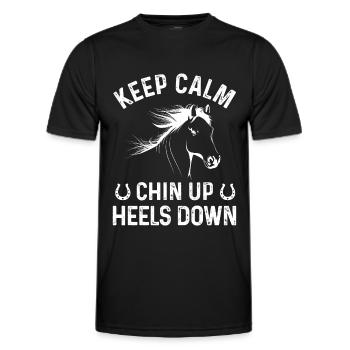 Restez calme Menton talons hauts vers le bas - T-shirt sport Homme - noir - Devant - AI Model Male 178 dark (178cm)