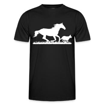 Course de chevaux et de chiens - T-shirt sport Homme - noir - Devant - AI Model Male 178 dark (178cm)