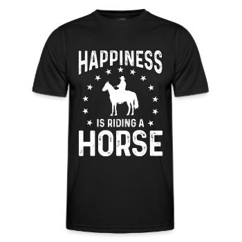 Le bonheur, c’est monter à cheval - T-shirt sport Homme - noir - Devant - AI Model Male 178 dark (178cm)