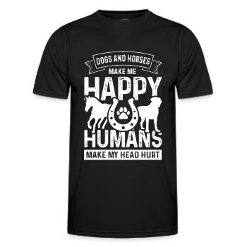 Les chiens et les chevaux me rendent heureux les gens ma - T-shirt sport Homme - noir - Devant - AI Model Male 178 dark (178cm)
