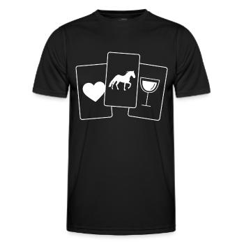 Coeur - Vin - Cheval - - T-shirt sport Homme - noir - Devant - AI Model Male 178 dark (178cm)