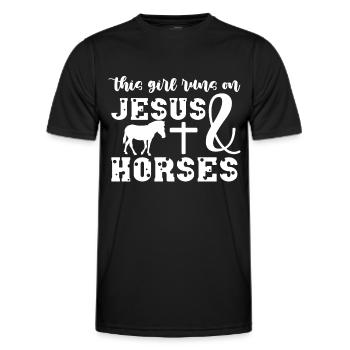Cette fille court sur Jésus et les chevaux 1 - - T-shirt sport Homme - noir - Devant - AI Model Male 178 dark (178cm)