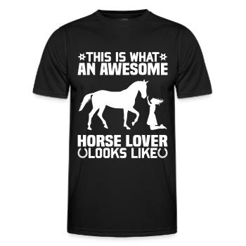 Voici à quoi ressemble un vrai amoureux des chevaux - - T-shirt sport Homme - noir - Devant - AI Model Male 178 dark (178cm)