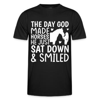 Le jour où Dieu a créé les chevaux, Il a mis les choses en place - T-shirt sport Homme - noir - Devant - AI Model Male 178 dark (178cm)