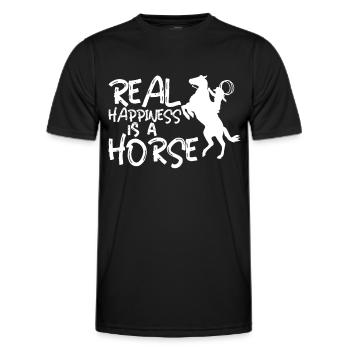 Le vrai bonheur est un cheval - - T-shirt sport Homme - noir - Devant - AI Model Male 178 dark (178cm)
