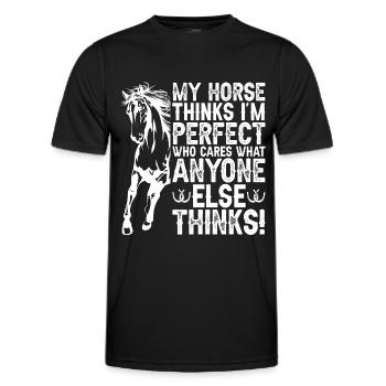Mon cheval pense que je suis parfait et c’est mon - T-shirt sport Homme - noir - Devant - AI Model Male 178 dark (178cm)