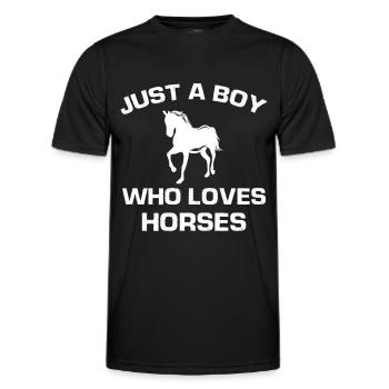 Juste un garçon qui aime les chevaux - (2) - T-shirt sport Homme - noir - Devant - AI Model Male 178 dark (178cm)