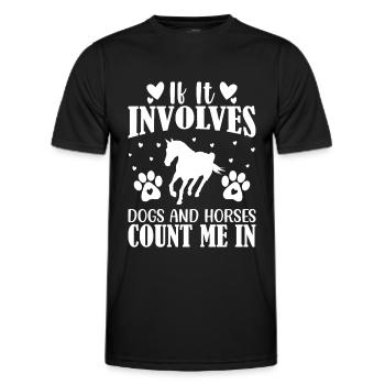 Quand il s’agit de chiens et de chevaux, je suis - T-shirt sport Homme - noir - Devant - AI Model Male 178 dark (178cm)