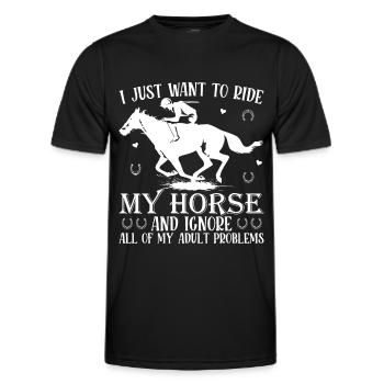 Je veux juste monter mon cheval et tous les - T-shirt sport Homme - noir - Devant - AI Model Male 178 dark (178cm)