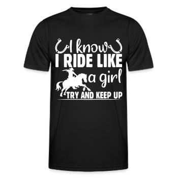 Je sais, je roule comme une fille - Essayez le mitz - T-shirt sport Homme - noir - Devant - AI Model Male 178 dark (178cm)