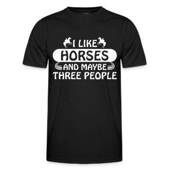J’aime les chevaux et peut-être trois personnes - - T-shirt sport Homme - noir - Devant - AI Model Male 178 dark (178cm)