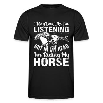 I May Look Like I'm Listening But In My Head I'm R - Men's Functional T-Shirt - black - Front - AI Model Male 178 dark (178cm)