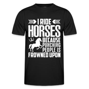 I ride horses because it's frowned upon to have people - Men's Functional T-Shirt - black - Front - AI Model Male 178 dark (178cm)