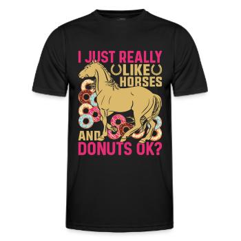 I just like horses and donuts very much - - Men's Functional T-Shirt - black - Front - AI Model Male 178 dark (178cm)
