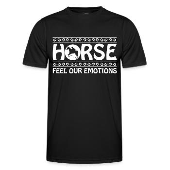 Les chevaux ressentent nos émotions - - T-shirt sport Homme - noir - Devant - AI Model Male 178 dark (178cm)