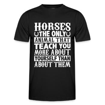 Horses The only animal from which you can learn more about - Men's Functional T-Shirt - black - Front - AI Model Male 178 dark (178cm)