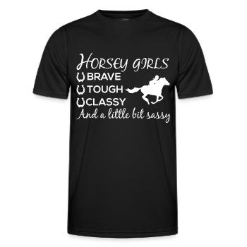 Horsey Girl bravely tough - - Men's Functional T-Shirt - black - Front - AI Model Male 178 dark (178cm)