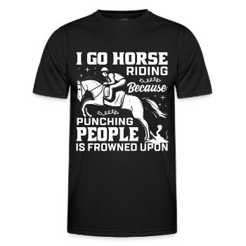 I go horseback riding because it's frowned upon to meet people. - Men's Functional T-Shirt - black - Front - AI Model Male 178 dark (178cm)