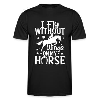 I fly without wings on my horse - (2) - Men's Functional T-Shirt - black - Front - AI Model Male 178 dark (178cm)