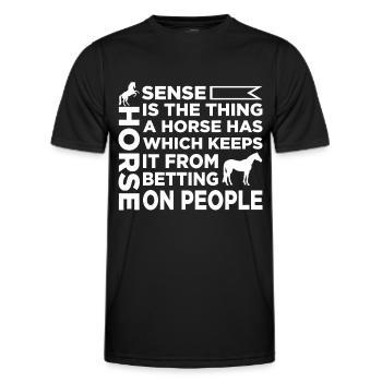 Le sens du cheval est ce qui empêche un cheval de le faire - T-shirt sport Homme - noir - Devant - AI Model Male 178 dark (178cm)