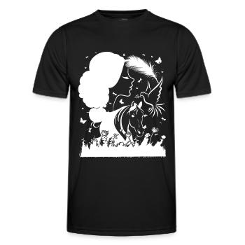 Fille Cheval - - T-shirt sport Homme - noir - Devant - AI Model Male 178 dark (178cm)