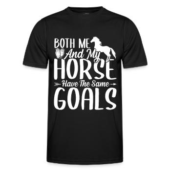 Mon cheval et moi avons les mêmes objectifs. - T-shirt sport Homme - noir - Devant - AI Model Male 178 dark (178cm)