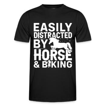 Facilement distrait par les chevaux et le cyclisme - - T-shirt sport Homme - noir - Devant - AI Model Male 178 dark (178cm)