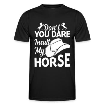 N’osez-vous pas insulter mon cheval - - T-shirt sport Homme - noir - Devant - AI Model Male 178 dark (178cm)