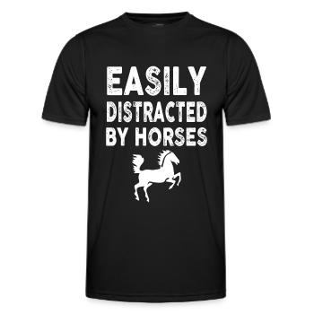 Facilement distrait par les chevaux 5 - - T-shirt sport Homme - noir - Devant - AI Model Male 178 dark (178cm)