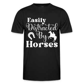 Facilement distrait par les chevaux 2 - - T-shirt sport Homme - noir - Devant - AI Model Male 178 dark (178cm)