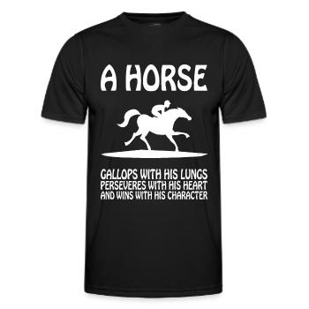 Un cheval galope avec ses poumons et ses conserves - T-shirt sport Homme - noir - Devant - AI Model Male 178 dark (178cm)