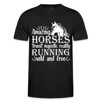 Chevaux étonnants Vrai Réalité majestueuse Courir Wil - T-shirt sport Homme - noir - Devant - AI Model Male 178 dark (178cm)