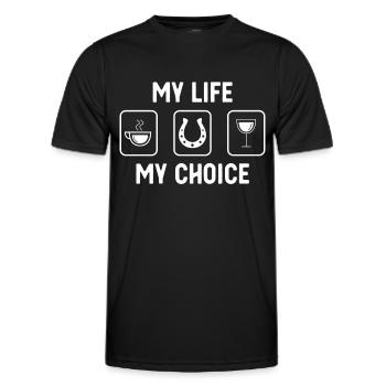 Ma vie, mon choix - Vin - Fer à cheval - - T-shirt sport Homme - noir - Devant - AI Model Male 178 dark (178cm)