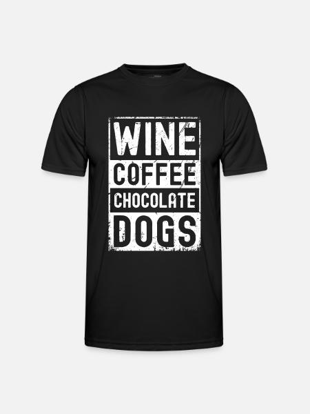 Vin-Café-Chocolat-Chiens - T-shirt sport Homme - noir