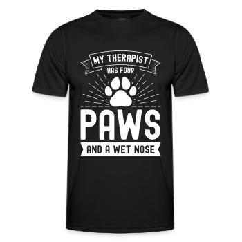 Mein Therapeut hat vier Pfoten und eine feuchte Na - Männer Funktions-T-Shirt - Schwarz - Vorne - AI Model Male 178 dark (178cm)