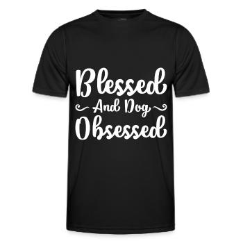 and dog-obsessed - Men's Functional T-Shirt - black - Front - AI Model Male 178 dark (178cm)