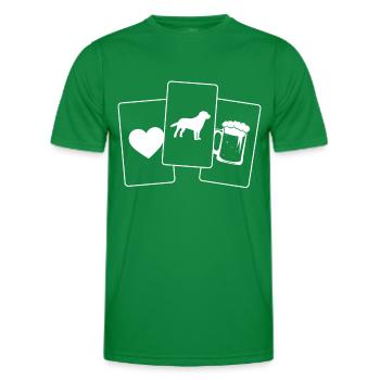 Coeur - Bière - Chien - Coeur - T-shirt sport Homme - vert - Devant - AI Model Male 178 dark (178cm)