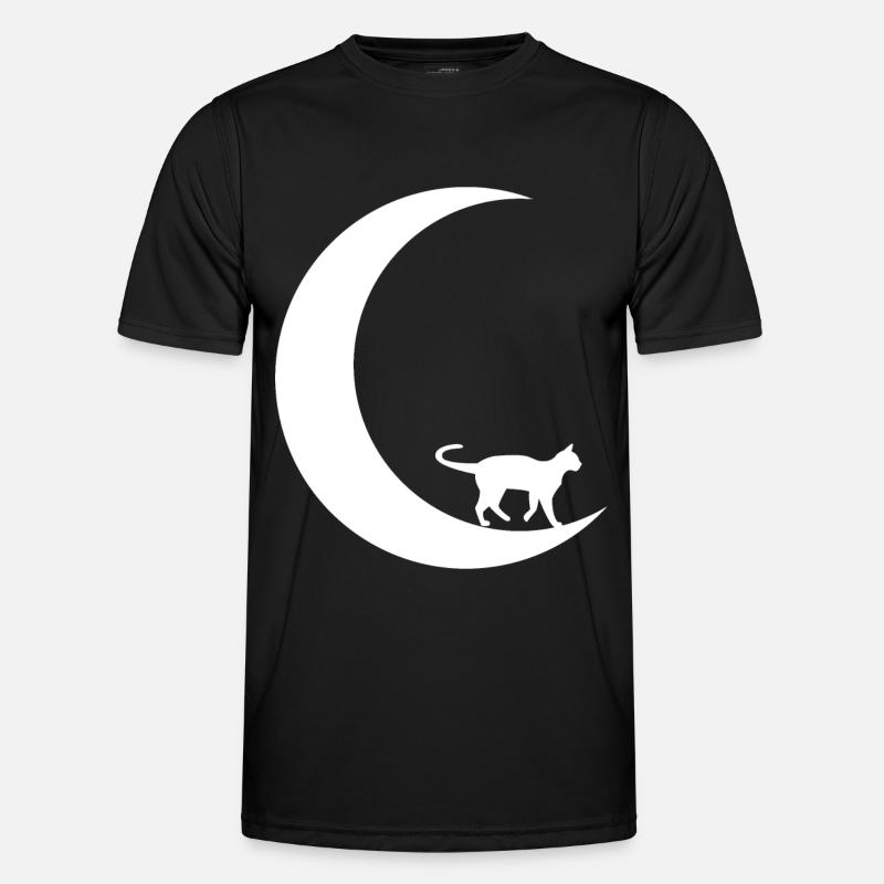 Crescent Moon - Cat - - Men's Functional T-Shirt - black